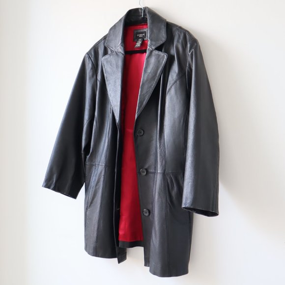 George Woman Black Leather Blazer Jacket, Size XL - Picture 8 of 16